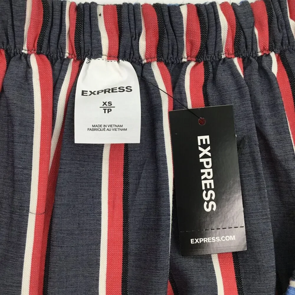 Express Reversible Top Women XS Red White Blue Stripe Off the Shoulder Patriotic - Picture 11 of 13